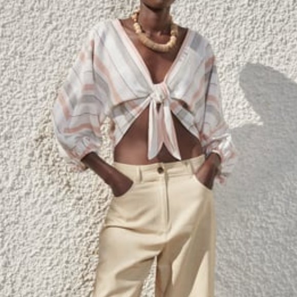 ZARA Linen Blend Crop top - Picture 2 of 7